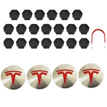 테슬라 휠 스티커 휠캡 허브캡 휠 커버 모델 3 S X, Silver Red
