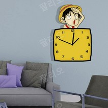 캐릭터벽시계 대형 사무실 무소음 벽걸이벽시계, B.루피 벽시계 27CM x 40CM