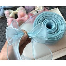오간자 물결 웨딩 리본 꽃다발 컬러 용품 솔리드 오간자리본끈 장 봉제 선물 파티 장식, E
