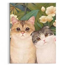 오로라데코덴 캔버스형 보석십자수 30x40cm, MK018 초롱초롱 고양이