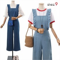 쉬즈나인 엠마 프릴 데님 점프수트