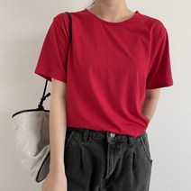 [바보사랑] 여자 여름 라운드 심플 베이직 데일리 반팔 티셔츠[옷자락]