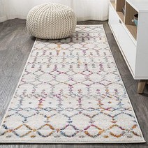 JONATHAN Y MOH101E-28 모로칸 하이프 보호 빈티지 다이아몬드 러그 2 X 8 아이보리/멀티, Ivory/Multi