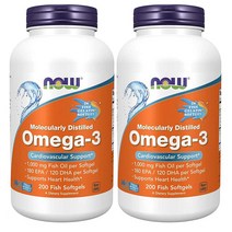 나우푸드 분자증류 오메가3 1000 mg 200정 피쉬 소프트젤 x 2개