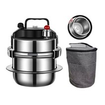 가마솥 밥 밥솥 세트 304 스테인레스 스틸 휴대용 마이크로 압력 밥솥 야외 캠핑 쿠커 가정용 5 분 빠른 요리 냄비 16L, 3.16L steel bag 타입
