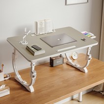 각도조절책상 높이 조절 좌식 책상 접이식 리프팅 스탠딩 작업대 기숙사 홈 침대 작은 테이블 사무실 연구 컴퓨터 책상, [12] 리프팅 웜 화이트 [플래그십] with Bar