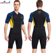 다이빙 드라이 서핑 수트 웻수트 여름 남성용 잠수복 1.5/mm 네오프렌 0.5mm 라이크라 프론트 지퍼 긴 소매, 03 D132054-A_05 2XL