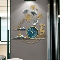 거실벽시계 북유럽 사치 괘종시계 가정용 인테리어괘종시계 인테리어 소품 무음 시계 집들이선물, 블루