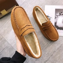 옷자락 여성 겨울 스티치 스웨이드 퍼 페니 로퍼 털단화_