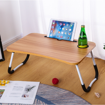 배드 좌식 테이블 접이식 미니 침대책상 1인용 침대 태블릿 인강 트레이 노트북 탁자, 월넛