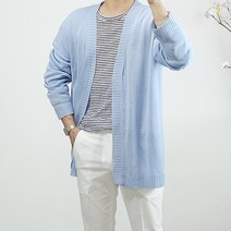 반즈하우스 썸머 린넨 그물 노버튼 오픈 가디건