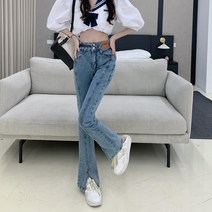 루즈핏 청 데님 멜빵 부츠컷 와이드 여성 웨이스트 하이 오버롤 슬림 바지