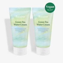 보나쥬르 비건 녹차 워터 수분크림 보습 미백 탄력케어 저자극, 그린티 워터크림 100ml 1+1