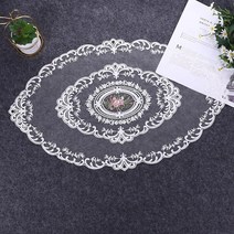 [신혼일기] 대형사이즈 프렌치 레이스 플라워자수 테이블매트, 74cm * 46cm, 인디핑크