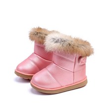 Komfyea 여아용 스노우 부츠 야외 어린이 겨울 부드러운 밑창 편안한 캐주얼 따뜻한 신발 핑크 6 Toddler