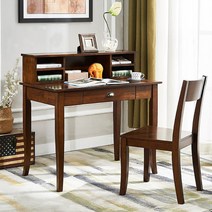 미국식 엔틱책상 고급가구 아메리칸 서재책상 엔틱가구 사무용 클래식, 1.2m 책상+책꽂이+책의자 딥호두