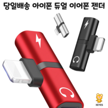 아이폰 듀얼젠더 이어폰+충전 2in1 이어폰젠더, 블랙