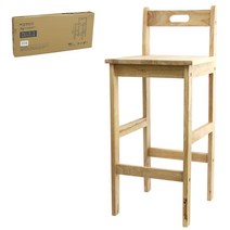 조립식 원목 등받이 바스툴 33x35x82cm DIY 조립식 홈바 높은 나무 의자 인테리어 가구 우드 체어, 단품