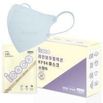 아이코코 초이스 컬렉션 새부리형 마스크 KF94 소형 N, 1개, 라이트 블루, 30매입