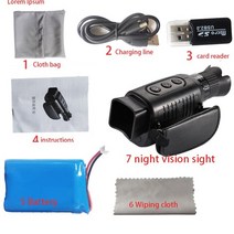 나이트 비전 1080p 충전식 고화질 적외선 야간 망원경 야간 투시경 카메라 야외 사냥, 검은색