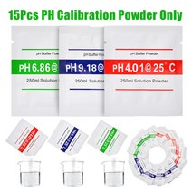 수질측정기 PH 버퍼 솔루션 파우더 250ml 15 개 보정 물 테스트 식수 풀 수족관 RO 시스템 스파, 한개옵션0