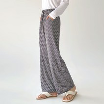 데일리 포인트 패턴 밴딩 와이드 팬츠 통바지