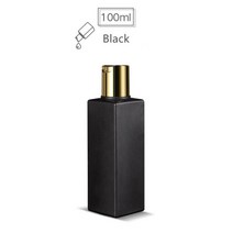 향수 화장품 공병 스프레이 용기 100ML 빈 플라스틱 병 골드 디스크 캡 사각형 액체 식품 등급 HDPE 리필 50 개, 50 piece, black