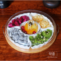 월남쌈 회전 접시 그릇 구절판 우드 트레이 세트, A