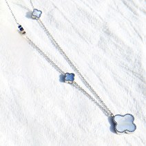 노이드비 써지컬스틸 전체 양면자개꽃 체인롱목걸이 4컬러