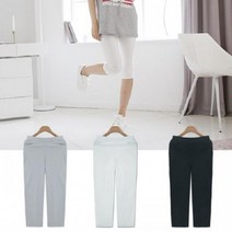 여자 7부 고무줄밴딩 스판바지 포켓 미시 데일리 코디 간절기 레깅스 봄 면
