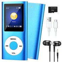 MP3 Player With Bluetooth 5.0 Music 32GB TF Card FM Earphone Portable Hifi, 02 Blue
