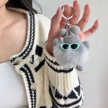 걸스코코 간지털뭉치키링 힙한키링 핫템 먼지폼폼 폼폼이키링 인형키링 가방고리 차키링 친구선물 커플템, 그레이, 1개