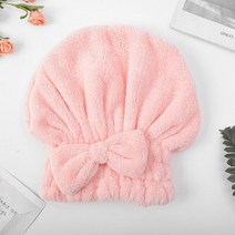 여성 스파 Bowknot 샤워 캡 통기성 마이크로 화이버 헤어 터번 신속하게 수건 건조 수건 모자 사우나 욕실 액세서리, 분홍색, 분홍색