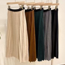 일리코 / 올린 모직 울 플리츠 롱 스커트 플레어 5컬러