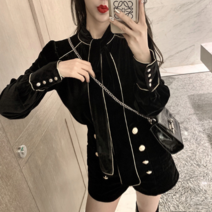 SAMARA 여성용 봄신상 투피스 벨벳 블라우스+ 반바지 세트