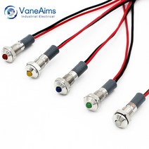 vaneaims 금속 신호등 fxb6f-led 소형 전원 표시등 램프 6mm 방수 ip67 12v 24v 220v 빨간색 녹색 노란색 흰색 파란색, 12-24v, 초록