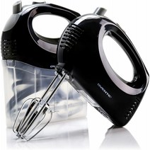 Black Ovente Portable 5 Speed Mixing Electric Hand Mixer with Stainless Steel Whisk Beater Attachme, 1