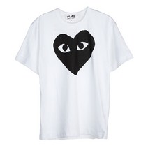 꼼데가르송 [라벨루쏘] [꼼데가르송] P1T070 WHITE BLACK 하트 로고 반팔 티셔츠
