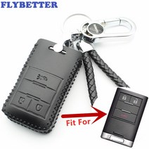 FLYBETTER-정품 가죽 3 버튼 키리스 엔트리 스마트 키 케이스 커버 쉐보레 뉴 캡티바말리부트랙스코르벳 L4, 01 Black Thread