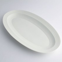 줄무늬 타원 큰접시 52x25.5x4.5cm 케이터링 부페접시 특대접시