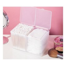 면봉 화장솜 케이스 2구 보관함 소품 수납 다용도 정리, 반투명