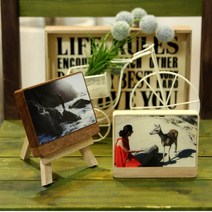 고급 원목 납골당 추모 액자(가로형) 미니 봉안당 꾸미기 영정사진 인화 제작, 고무나무, 120x80mm