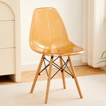 두꺼운 플라스틱 등받이 의자 현대 심플 왕홍 밀크티 임스체어, T03-투명 엠버 실목발