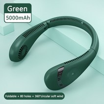 무시동에어컨 차박용 화물차 차박 캠핑카 카라반 캠핑 중장비 xiaomi 교수형 목 팬 미니 전기 팬 usb 충전식 휴대용 bladeless mute 팬 에어컨 쿨러 야외 팬, 5000mah 녹색