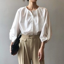 [리즈무드] 메이유 셔링 7부 언발 블라우스