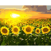 JISAN 명화그리기 50 X 40 cm 캔버스형 DIY 세트, 해바라기 꽃밭