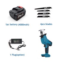 전기톱 컷쏘 컷소 컷쇼 Makita 배터리 호환성 무선 왕복 톱 리튬 가변 속도 목재 금속 PVC 파이프 절단 전동 공구, 3.1pc 4000mah battery