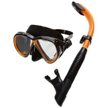 IST 성인 스노클링 마스크 및 스노클, Black Silicone/ Orange