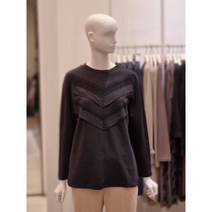 올리비아 하슬러 쉬폰 배색 포인 라운드 티셔츠 OH8FTS208.BK