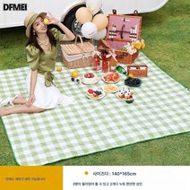 피크닉 매트 방습 매트 두꺼운 야외 매트 봄나들이 방수 매트 야외 캠핑 천 야유회 잔디 매트, 크림코코넛녹색(140*165Cm)[3사람들이앉아서]